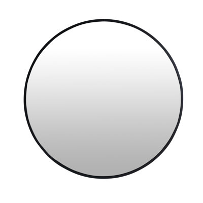 24" Round Black Mirror With Aluminum Alloy Frame And Backing Wall Mounted A Long-Lasting Design