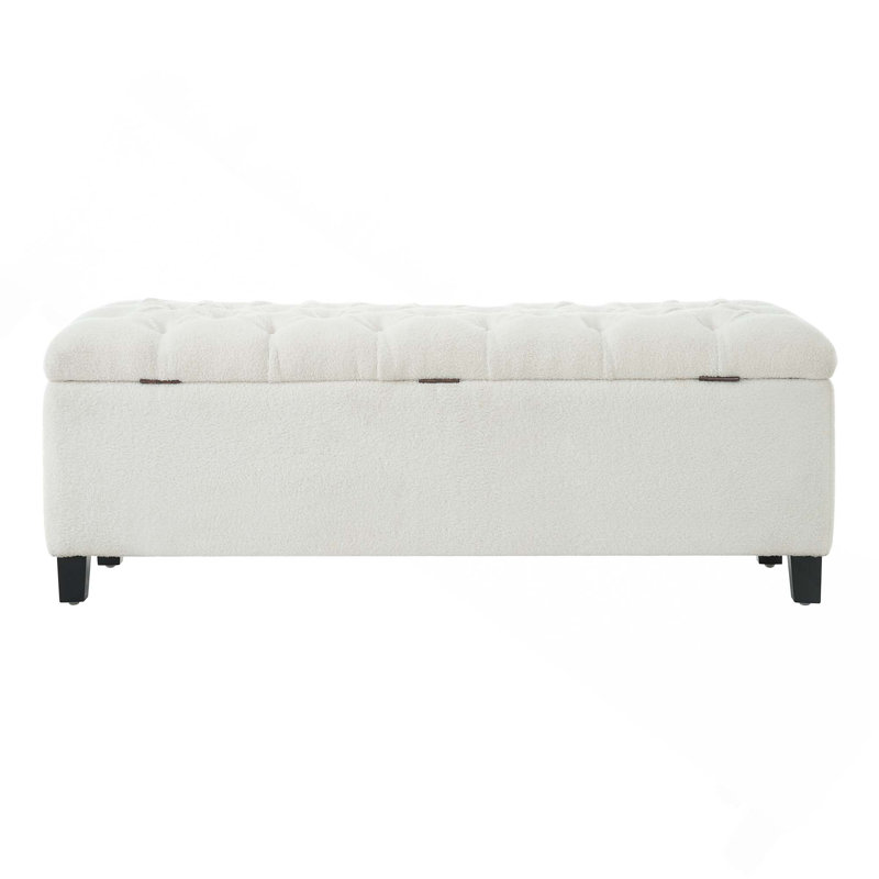 Multi-Functional Ottoman Bench With Smart Pressure Hinges And Ample Storage Solution For Tidy Spaces, White