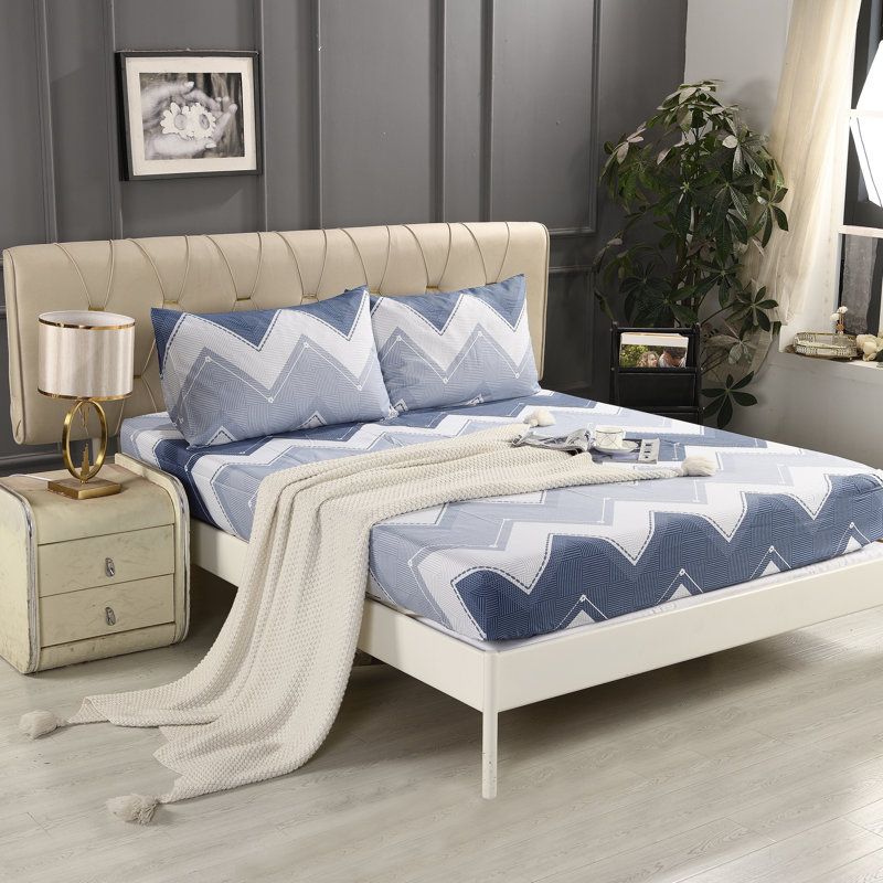 Complete Bedding Set Bliss Silver Wave Duvet Cover, Matching Fitted Sheet & Pillowcases