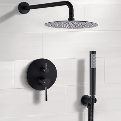 Matte Black 10" Shower Head : Rain And Handheld, Brass For A Stylish Showering Bathroom