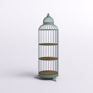 Antique Brass Bird Cage, Hanging Or Table Top , 16t × 9.5w Fake Bird !