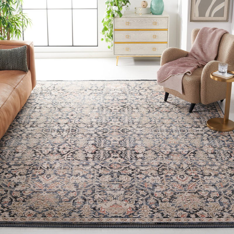 Oriental Area Rug in Blue/Ivory, Rectangle 8' x 10'
