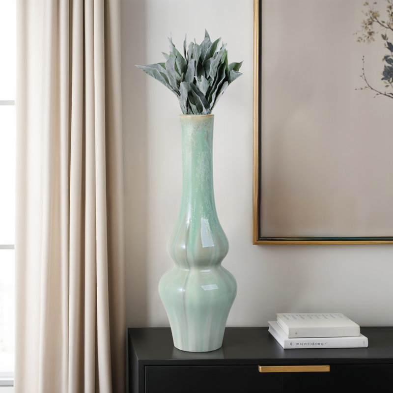 Handmade Stoneware Table Vase, Overall Height-  24"