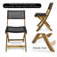 Ensemble bistro 3 pièces en bois d'acacia, meubles de patio pliables avec table à lattes ronde et chaises en rotin d'osier, aucun assemblage requis