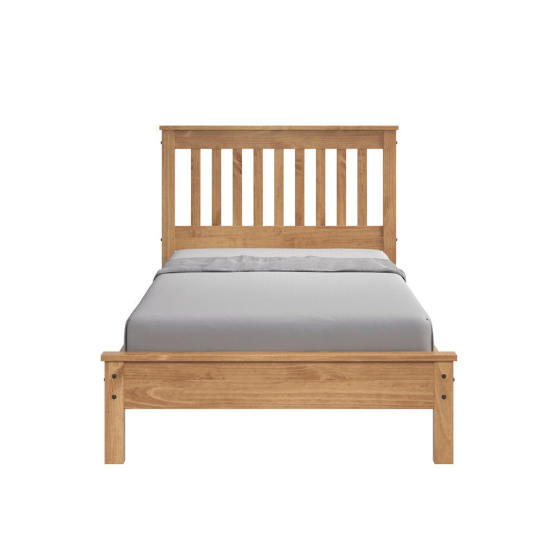 Monaco Farmhouse Solid Wood Bed with Chunky, Sturdy Posts - Rustic Style, Twin