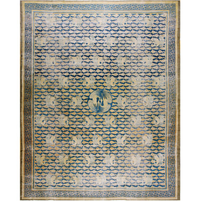Tapis blanc antique en laine ivoire et crème beige
