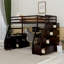 Lit mezzanine avec 7 tiroirs, 2 tablettes et un bureau-908904766-908904753