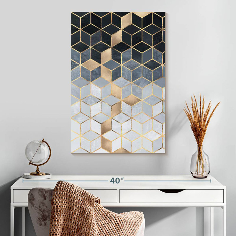 Avery Soft Blue Gradient Cubes Rectangular, 30" H x 20" W