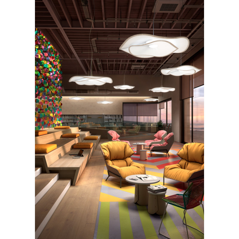 Mediterranean 1 - Light LED Pendant, White Translucent Ribbon, 6.18" H x 41.34" W x 41.34" D