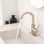 Robinet de salle de bain monocorps à arche haute à poignée simple avec bec pivotant en nickel brossé