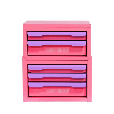 Boîte de rangement à cinq tiroirs de style rose-mauve, convenant pour le rangement de cosmétiques et de papeterie, fabriquée en acier laminé à froid, organisateur élégant rose-mauve avec cinq tiroirs pour usage domestique, acier