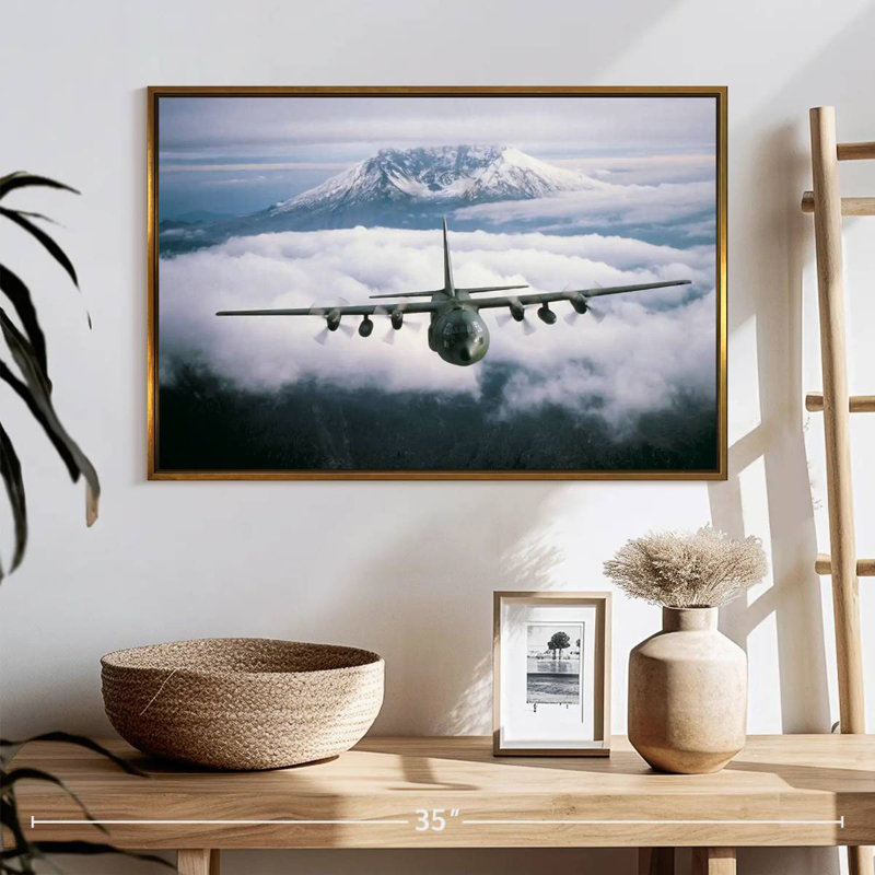 Avion militaire, 25 po x 17 po, Cadre flottant doré
