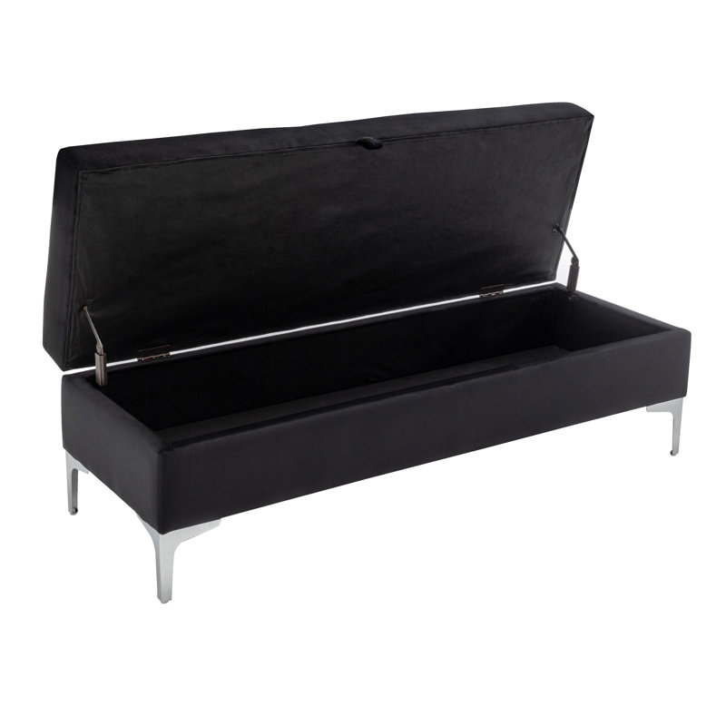 Marius Velvet Storage Bench, Black