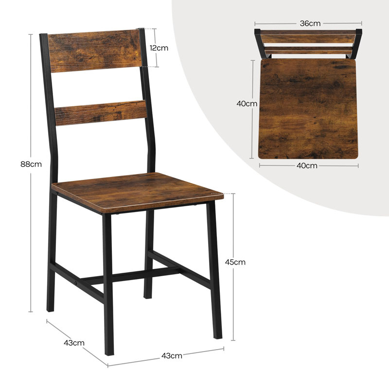 45cm H Metal Slat Back Parsons Chair, Rustic Brown