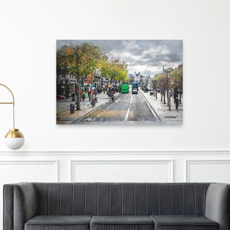 Paysage urbain d'automne, art urbain abstrait, H 40 po x l 60 po