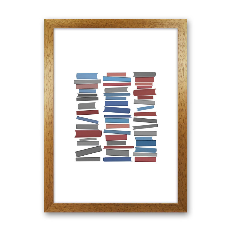 Books Colourful by Orara - Wrapped Canvas Print, Oak Framed, 59.4cm H x 42cm W x 3cm D