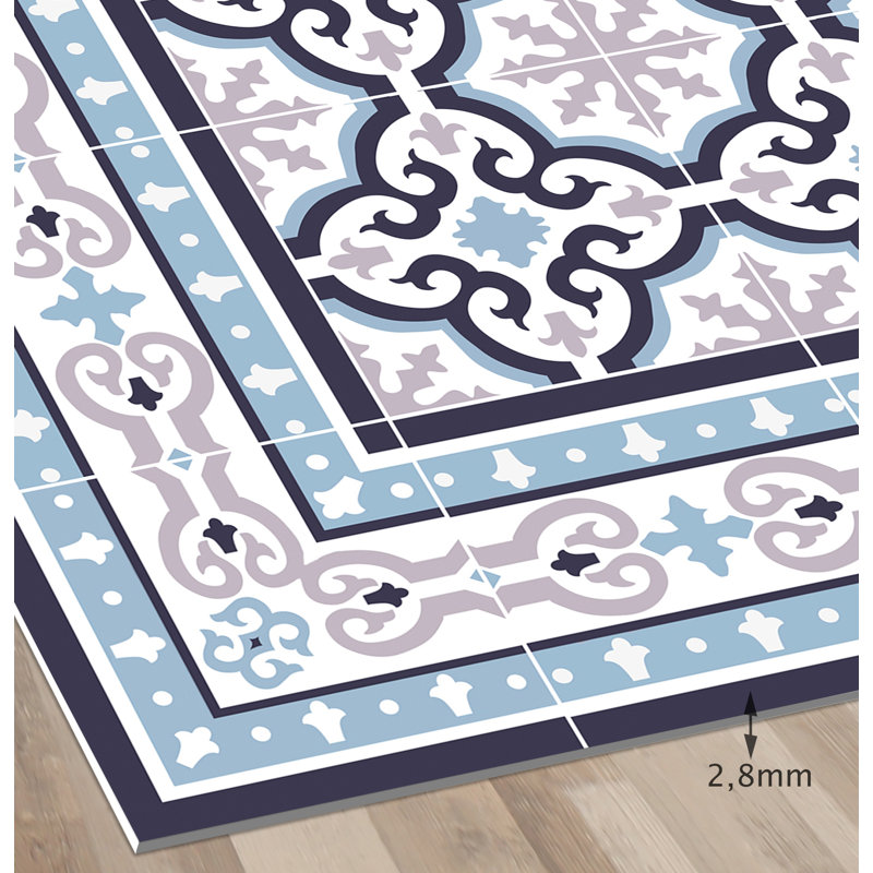 Eliasz Vinyl Machine Printed Area Rug, Rectangle 4'4.4" x 6'6.7"