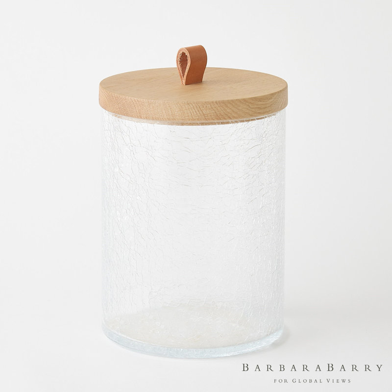 Crackle Glass Canister w/Lid, 89.6 oz