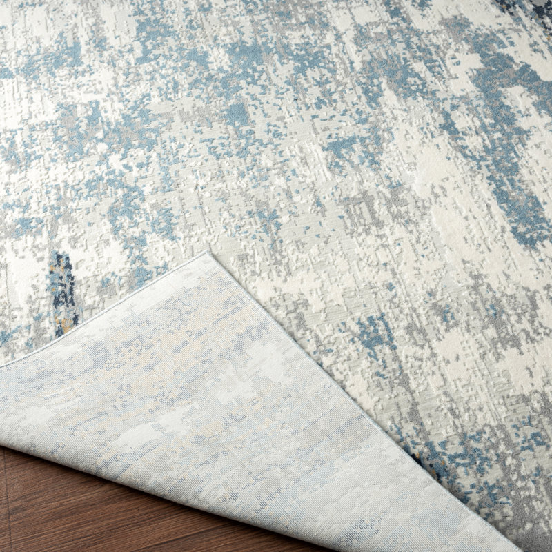 C Abstract Area Rug in Grey, Runner 2'6" x 10'