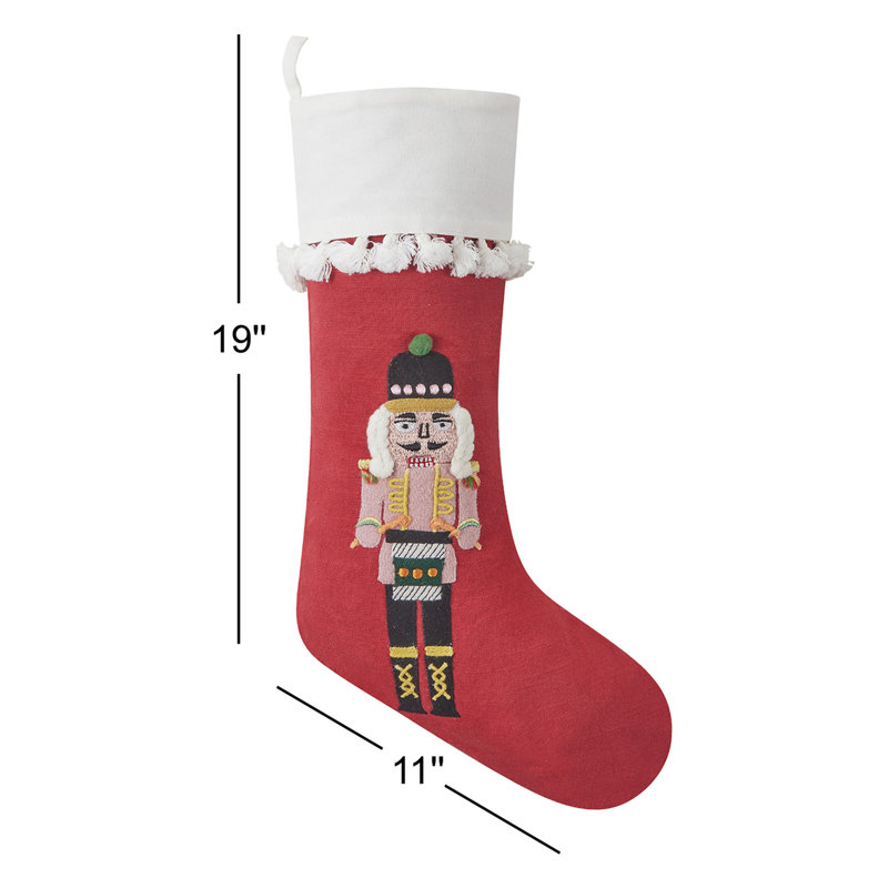 Boho Nutcracker Embroidered Stocking