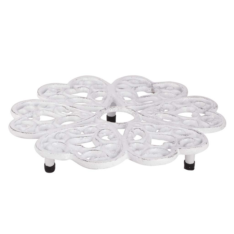 Metal Round 1 Piece Trivet, Ivory White