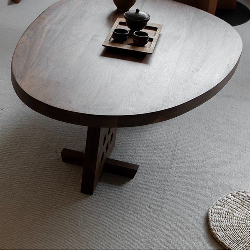 Table basse ronde en bois massif, Noyer
