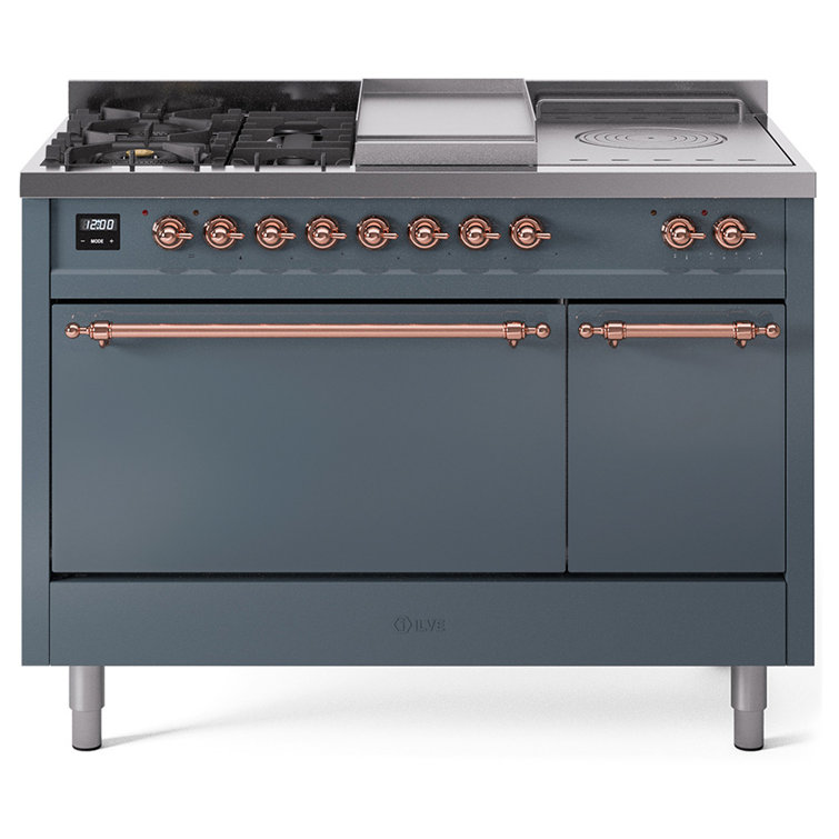 ILVE Nostalgie II 48 in Dual Fuel Range, 5 Burner, Griddle, Frenchtop