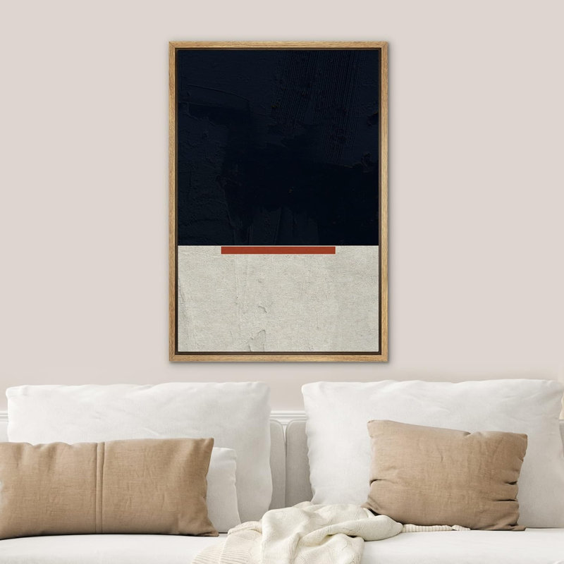 Décoration murale nordique contemporaine minimaliste rétro noir et gris, Cadre flottant naturel, H 36 po x l 24 po x P 1,5 po