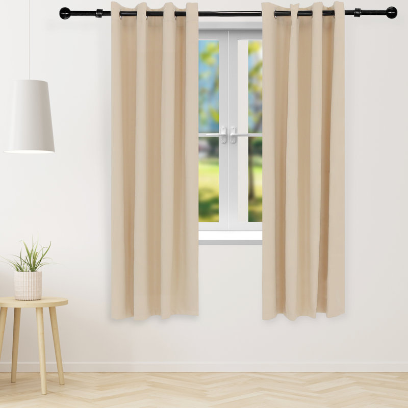 Kayenta Modern Beige Indoor or Outdoor Room-Darkening Curtain Pair - 52" x 120", 52" W x 120" L