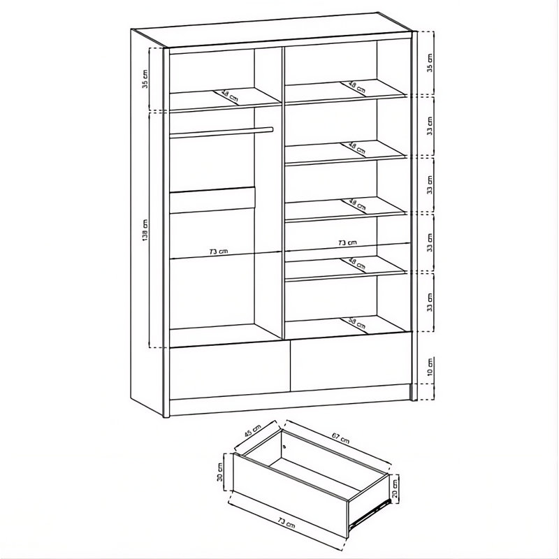 Dadabo 2 Door Solid + Manufactured Wood Wardrobe, 214cm H x 154cm W x 62cm D