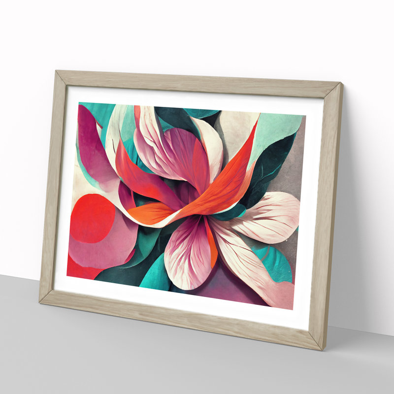 Artistic Flowers Abstract Vol.1 1 Piece Single Picture Frame Wall Art, 34cm H x 46cm W x 2cm D, Oak Framed