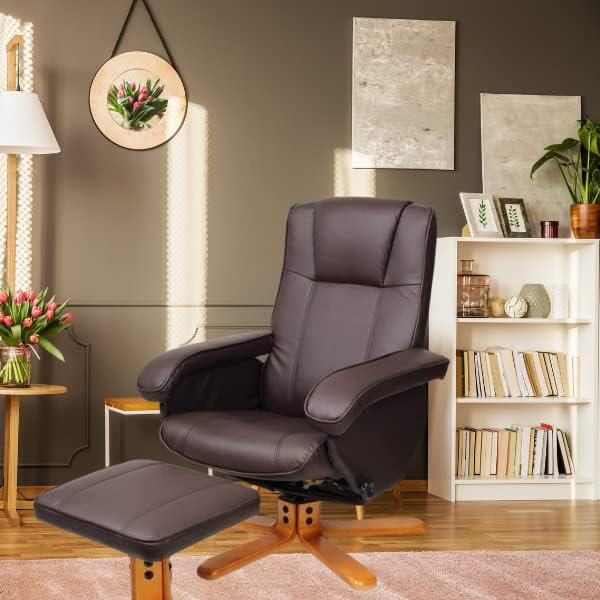 Resnick 29.5cm Wide Swivel Ergonomic Recliner, Brown