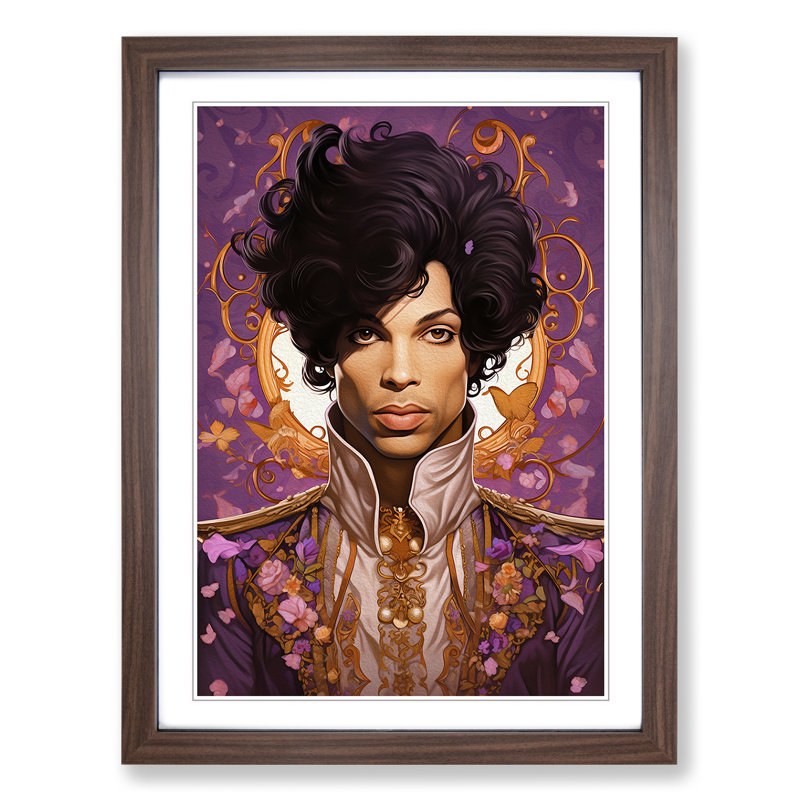 XYZ-FRM-V1223-5305 Prince Nouveau - Single Picture Frame Print on Wood, Walnut, 34cm H x 25cm W x 2cm D