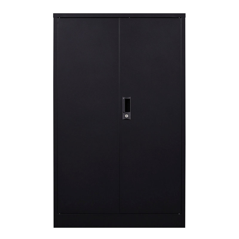 Armoire de rangement en métal à 2 portes avec portes verrouillables et tablette réglable Bergwall Steel, Noir