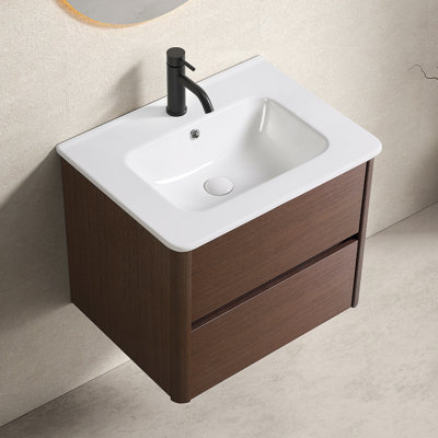 24-Inch Floor-Standing Bathroom Vanity With Durable Porcelain Sink And Smooth-Glide Storage Drawer