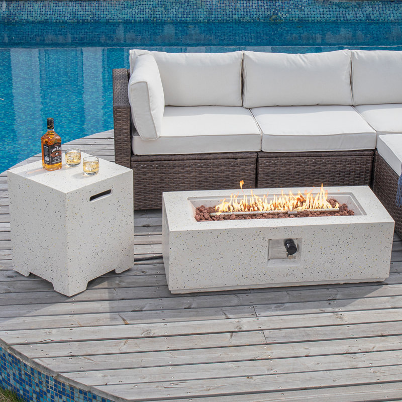 Rectangle Concrete Propane Smokeless Fire Pit Table