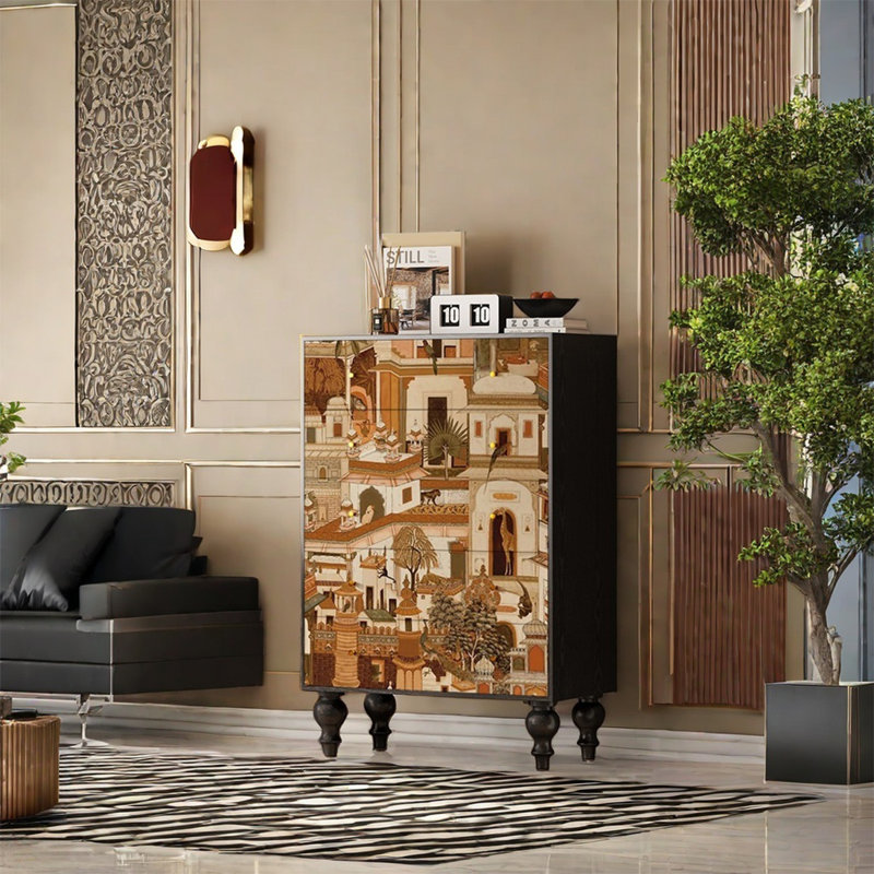 Élégante armoire de rangement en bois de noyer