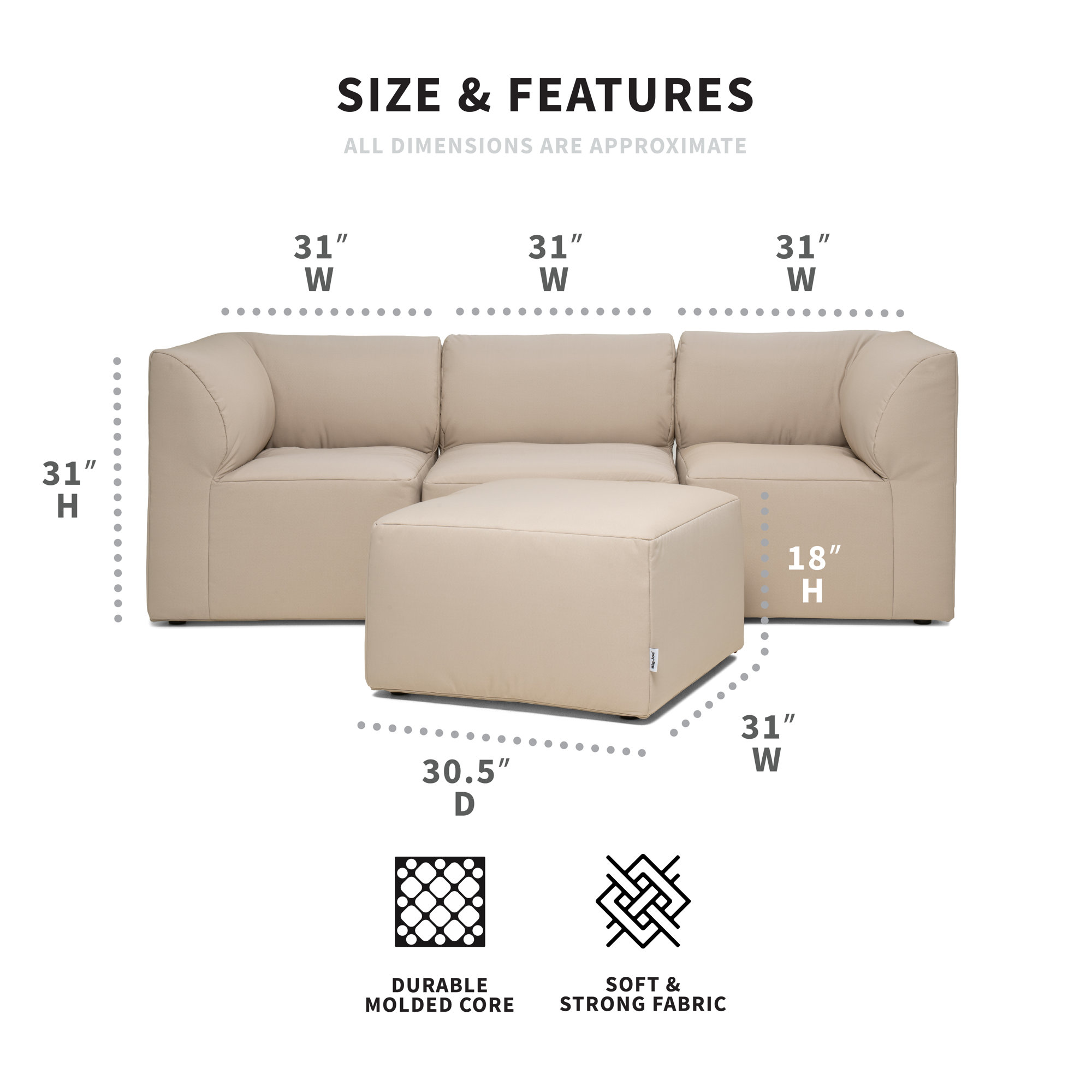 Big Joe Patio 4 Piece Outdoor Sectional, Terra
