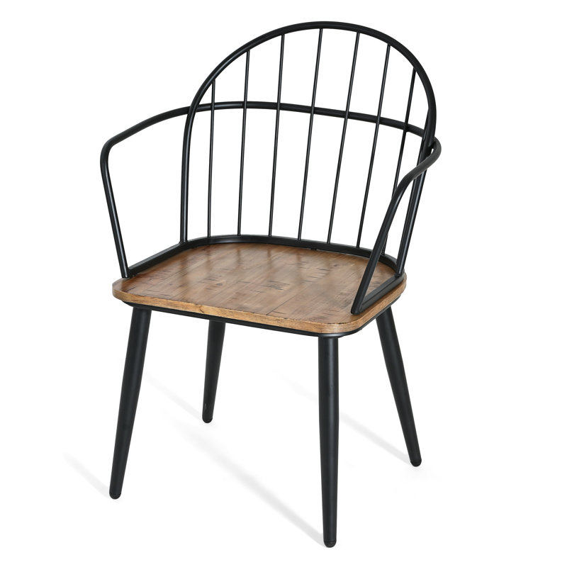 Manthey Wood And Metal Dining Chairs, 4