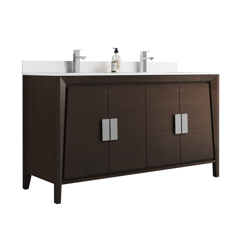 Ensemble de meuble-lavabo double 59 po Heyer, Vague ébène