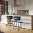 Safeer 28" Counter Height Bar Stools Set of 6 - 360° Swivel with Suede Fabric & Modern Woven Design, Backrest & Footrest for Kitchen Cafe Pub