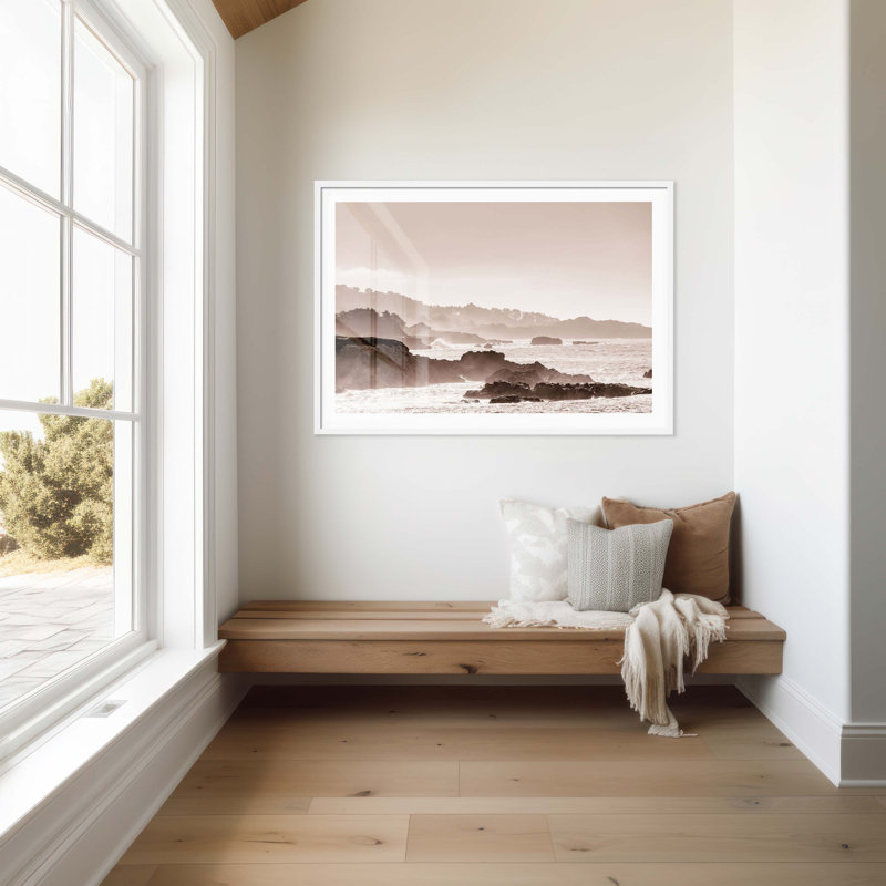 Moody Cliffs Print by Carly Tabak, White Wood, 44" W x 31" H