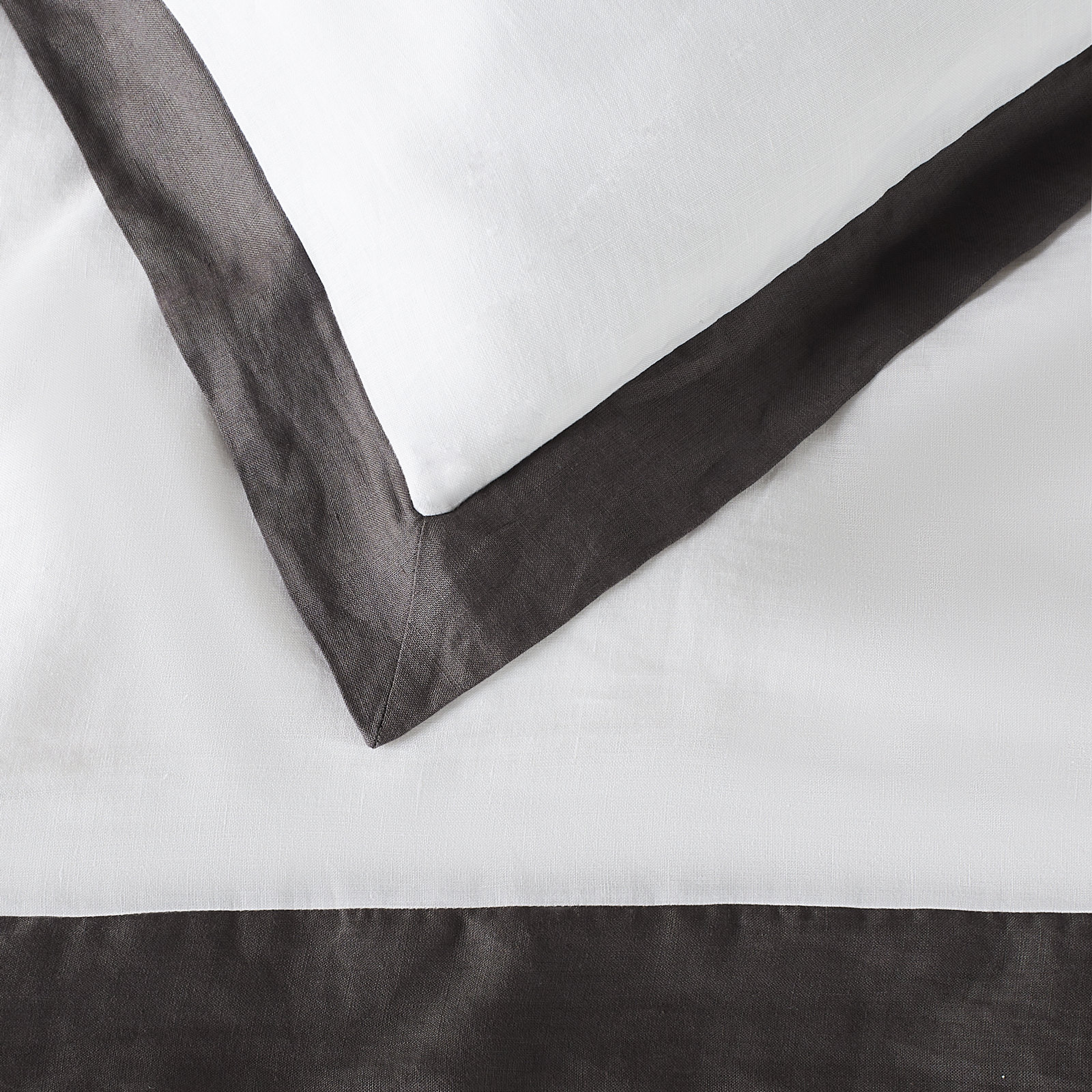 Benni Linen Duvet Cover Set, Queen Duvet Cover + 2 Standard Shams, Dark Gray