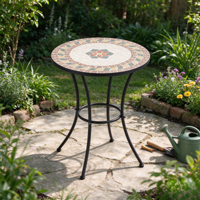 Round Iron Outdoor Dining Table - 60 cm W 60 cm D
