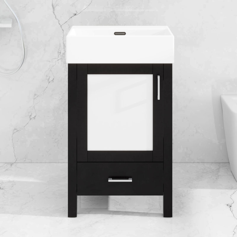 Meuble-lavabo compact de 20 pouces avec lavabo en céramique et beaucoup de rangement