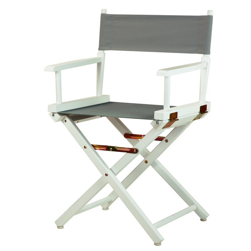 18" Folding Director Chair, Gray, White