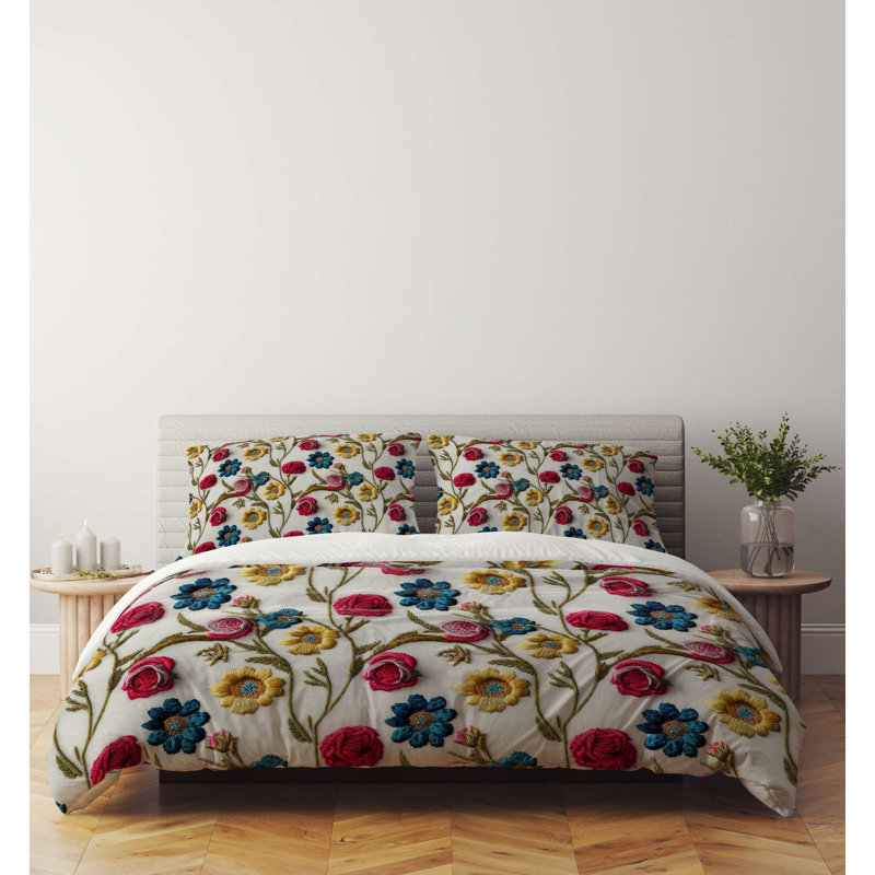 Luxurious Double Quilt Cover Set (3 Pieces), Soft Beige, 78.7 x 86.6 inches | 70% Polyester / 30% Cotton, 120 Thread Count | Machine Washable, Button Closure Duvet & Envelope Pillowcase | Elegant Bedding Upgrade