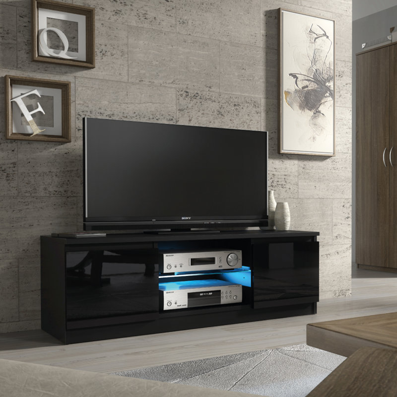 Brost Unfinished TV Stand for TVs up to 48", Black