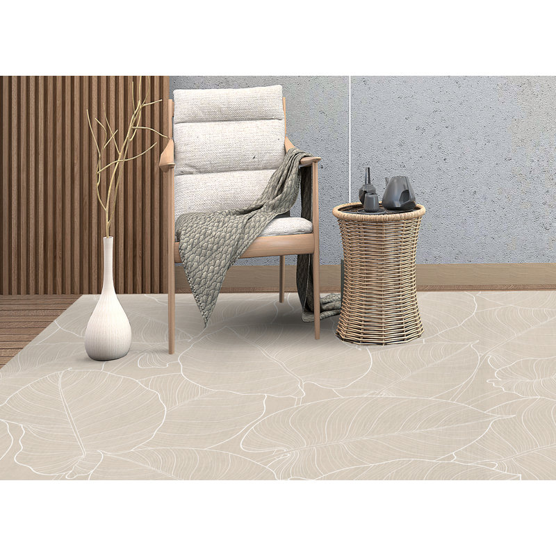 Alsiha Rectangle Vinyl Area Rug, Rectangle 3'3.4" x 4'4.4"