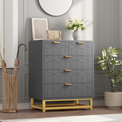  Modern Storage Solution – 5 Drawer Dresser Cabinet for Entryway, Bedroom, Hallway – Sturdy Metal Legs, Spacious Drawers, Contemporary Design